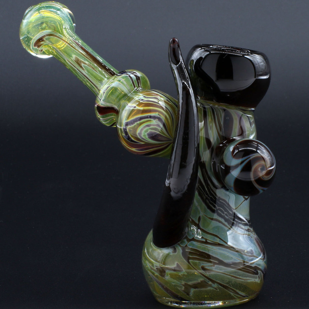 Clayball Glass "Red Horn Nebula" Heady Sidecar Bubbler, 10" Borosilicate Glass, USA Made