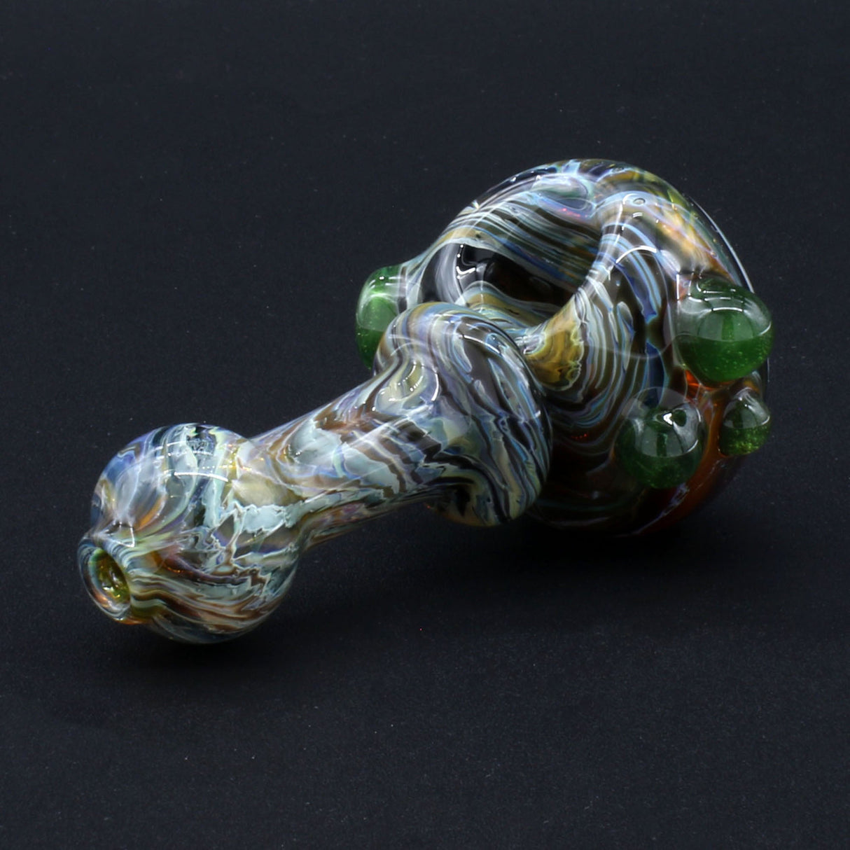 Clayball Glass "Sun Reversal Nebula" Heady Spoon Hand-Pipe on black background