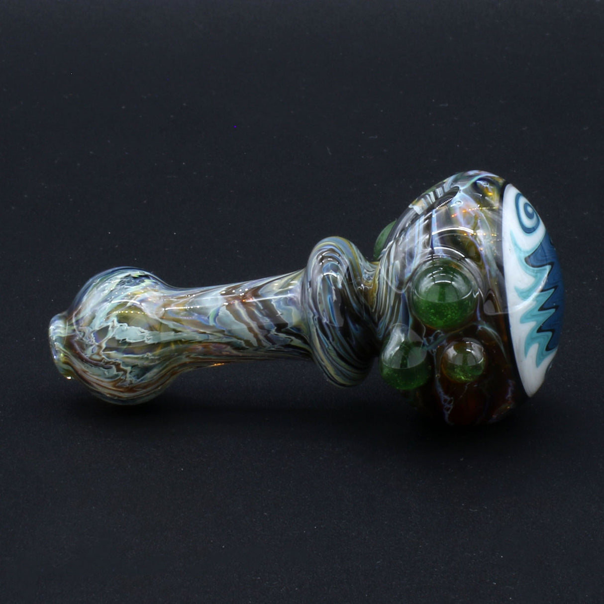 Clayball Glass "Sun Reversal Nebula" Heady Spoon Pipe, USA Borosilicate Glass, Side View