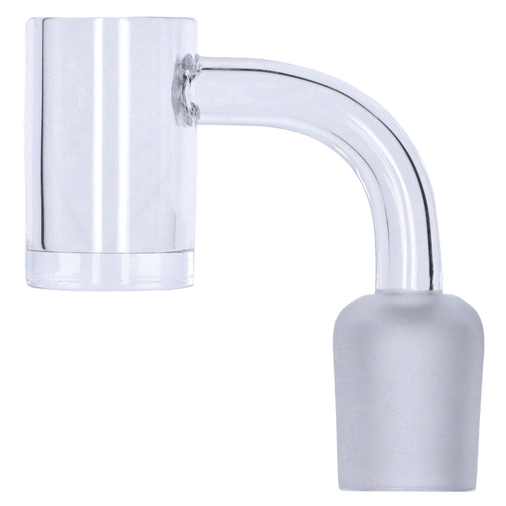 Valiant Distribution Clear Quartz Male Banger Nail 4mm thick for Dab Rigs, 90 Degree Joint Angle, Side View