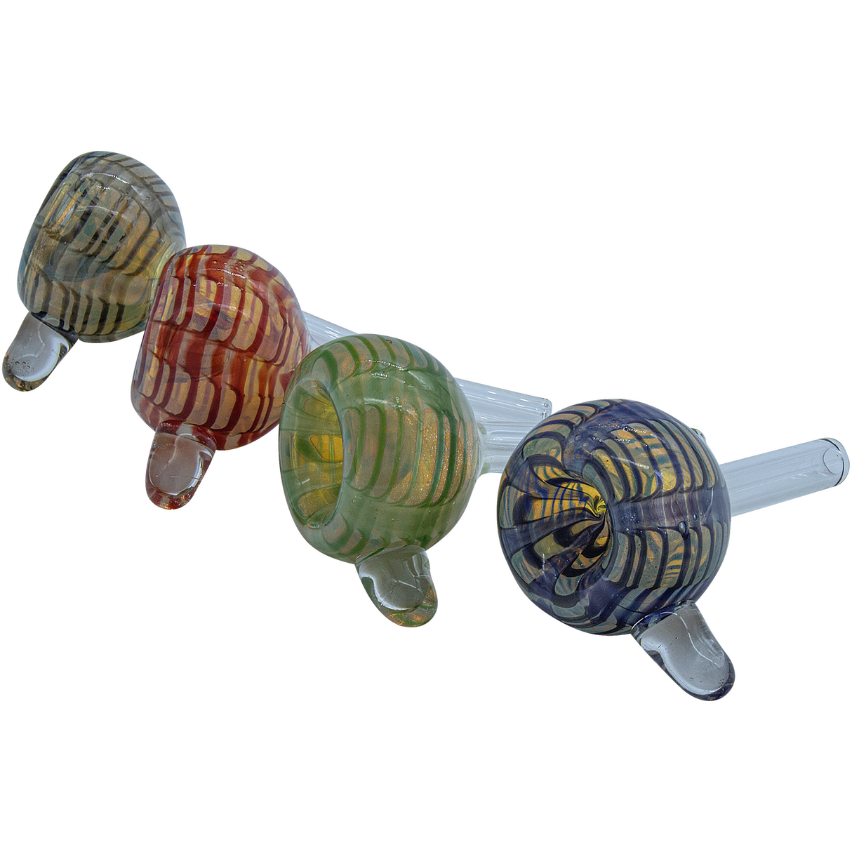 LA Pipes Color Raked Bubble Pull-Stem Slide Bowls, Borosilicate Glass, Top View