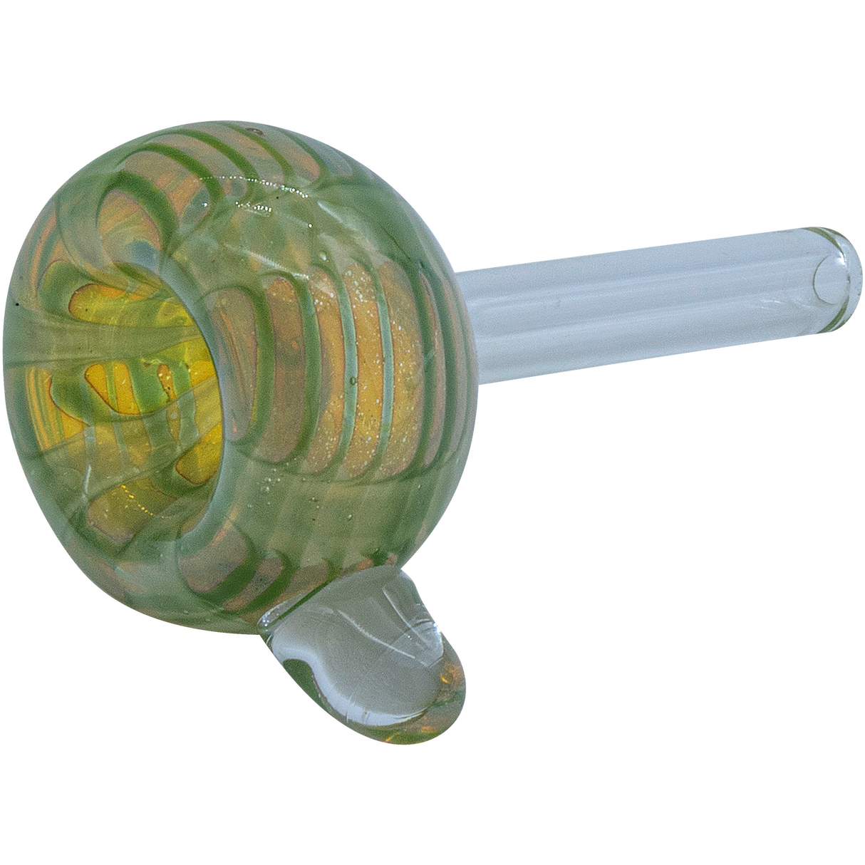 LA Pipes - Color Raked Bubble Pull-Stem Slide Bowl in Green, Grommet Joint Borosilicate Glass