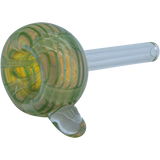 LA Pipes - Color Raked Bubble Pull-Stem Slide Bowl in Green, Grommet Joint Borosilicate Glass
