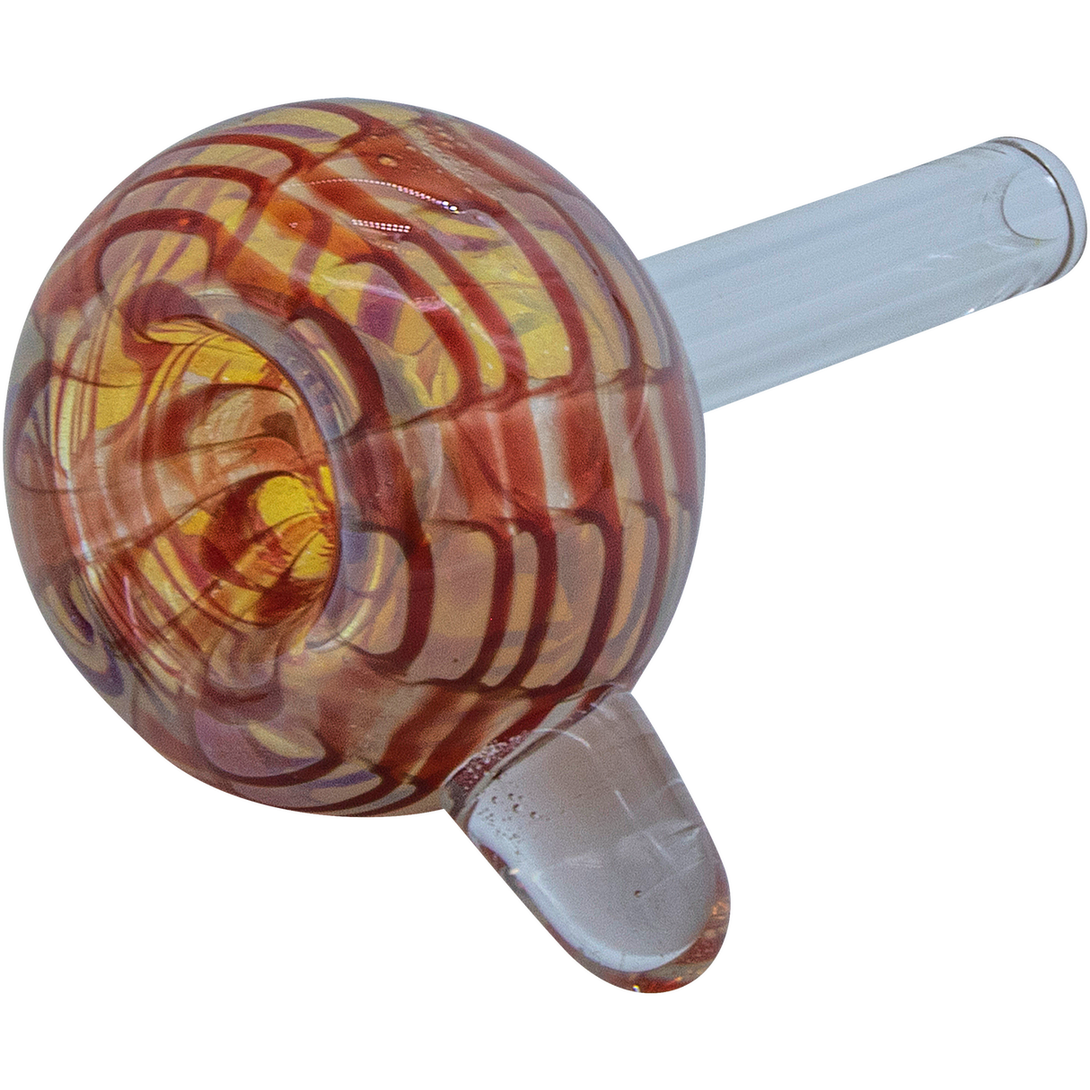 LA Pipes Color Raked Bubble Pull-Stem Slide Bowl in Red, Borosilicate Glass, Side View