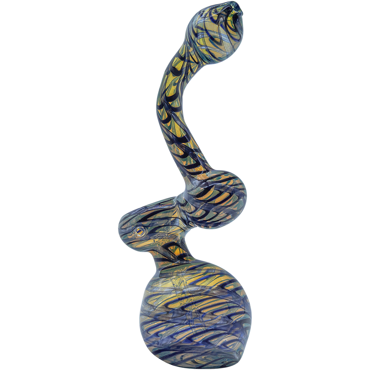 LA Pipes Color Raked Fumed Sherlock Bubbler Pipe in Assorted Colors, Borosilicate Glass, USA Made