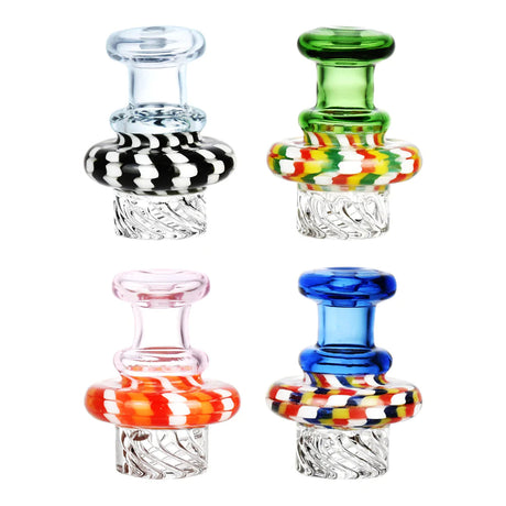 Borosilicate Glass Helix Carb Caps in various colors, 29mm diameter, front view