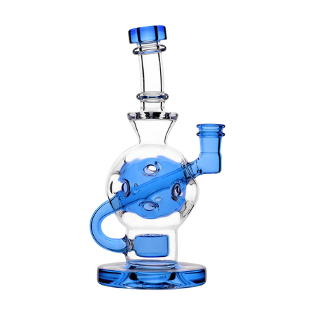 Calibear Colored Ballsphere Bong in Blue with Clear Accents, Beaker Design, Front View