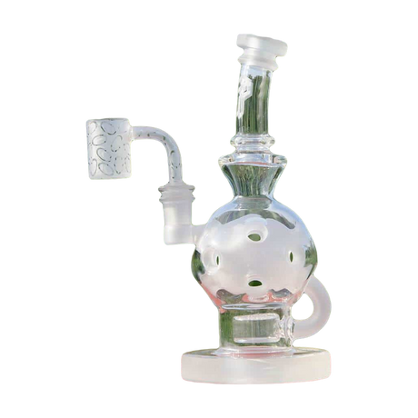 Calibear 8" Frosted Beaker Bong with Flower of Life Percolation and Banger Hanger