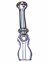 6" Heavy Wall Clear and Purple Glass Sherlock Bubbler with Percolator for Dry Herbs