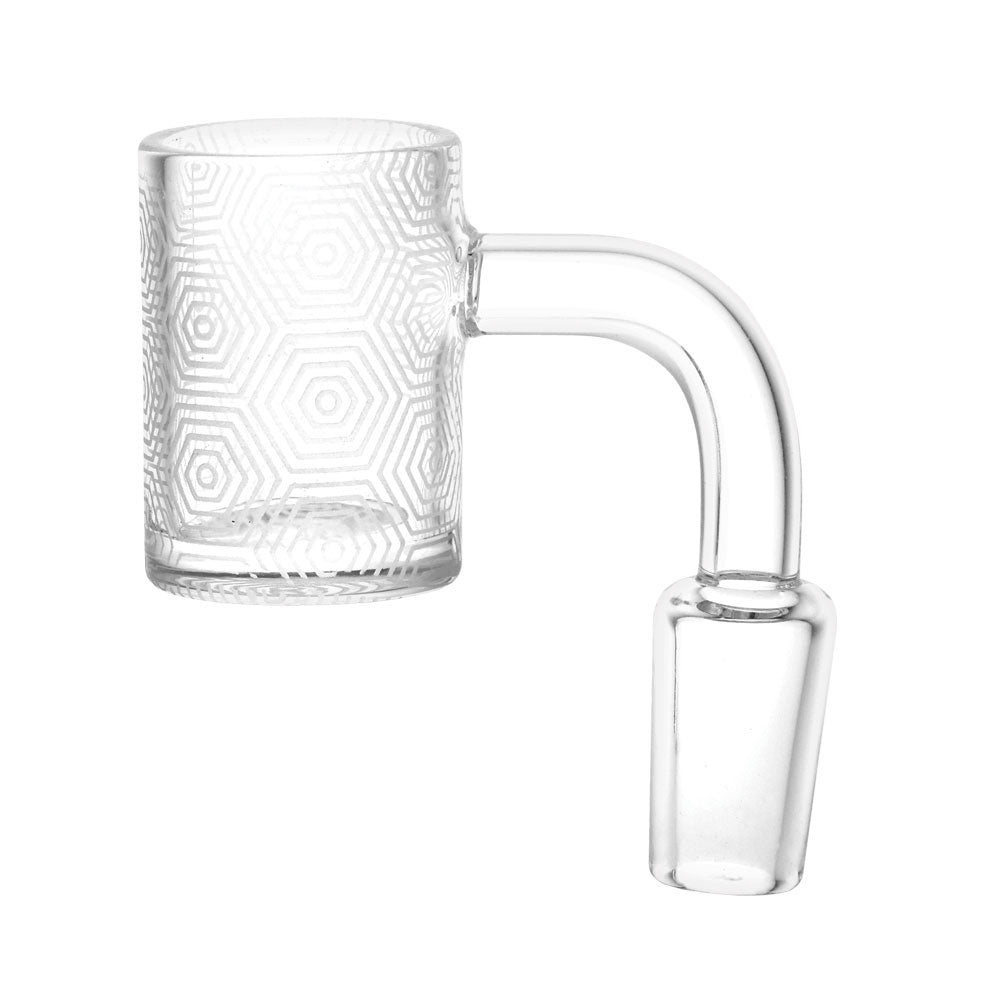90 Degree Concentric Hexagons Etched Quartz Banger for Dab Rigs, 14mm Joint - Side View