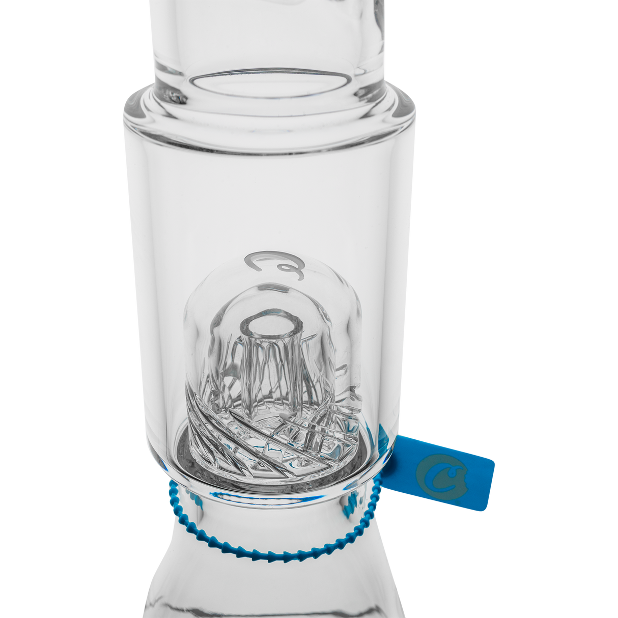 Cookies Beaker 2 Da Dome Bong in clear borosilicate glass with glass on glass joint and blue accents.