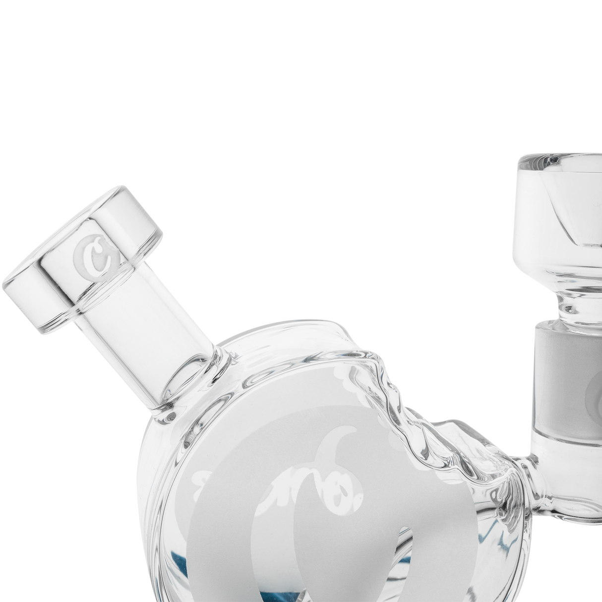 Cookies Bite Bubbler in Borosilicate Glass with Logo Detail - Close-Up Side View