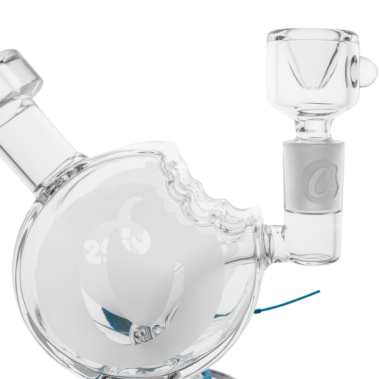 Cookies Bite Bubbler in Borosilicate Glass with Logo - Angled Side View