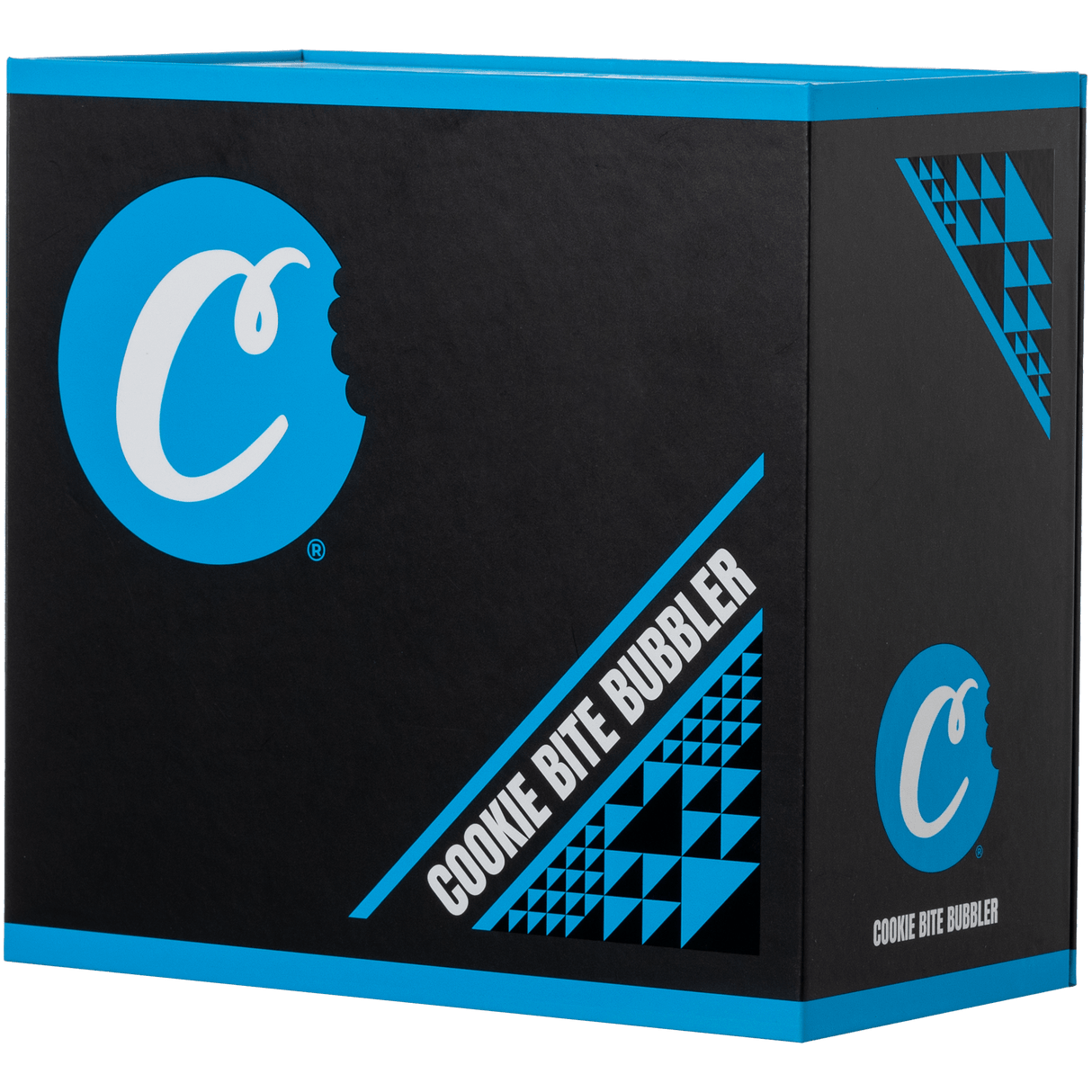 Cookies Bite Bubbler packaging box with blue and black design on a white background