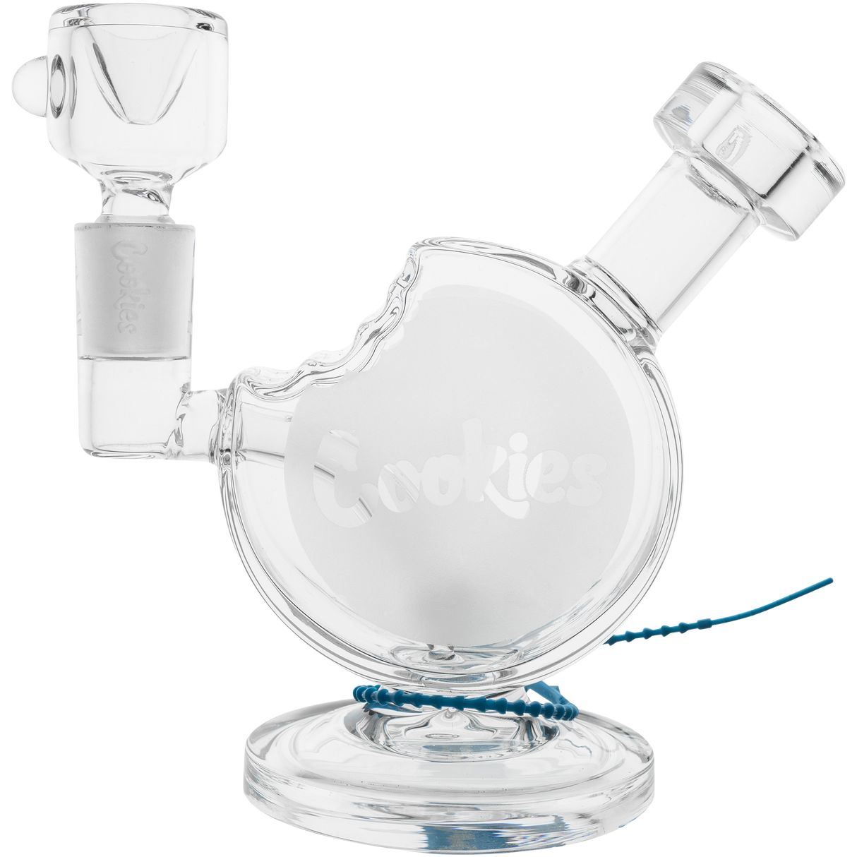 Cookies Bite Bubbler made of Borosilicate Glass, front view on white background