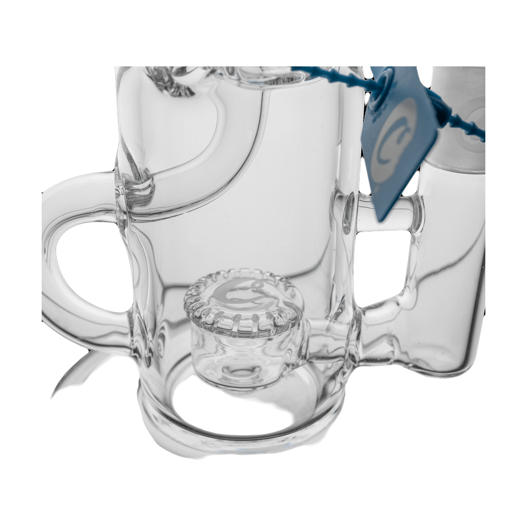 Cookies Doublecycler Dab Rig featuring Dual Recycler Percolators, Clear Borosilicate Glass, Close-up View