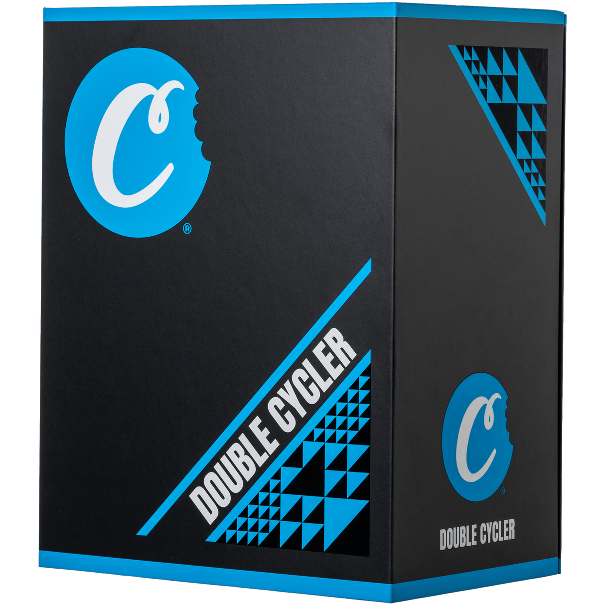 Cookies Doublecycler Dab Rig packaging box with bold branding on black background