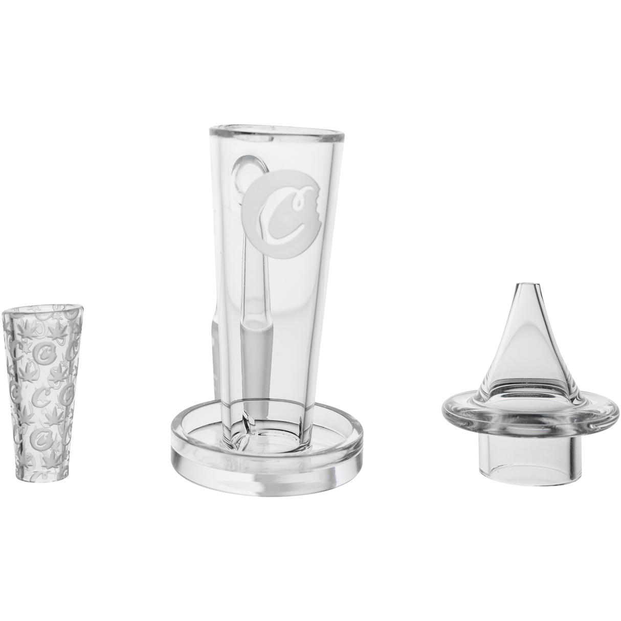 Cookies Drip Banger made of Quartz, front view on white background, for Dab Rigs