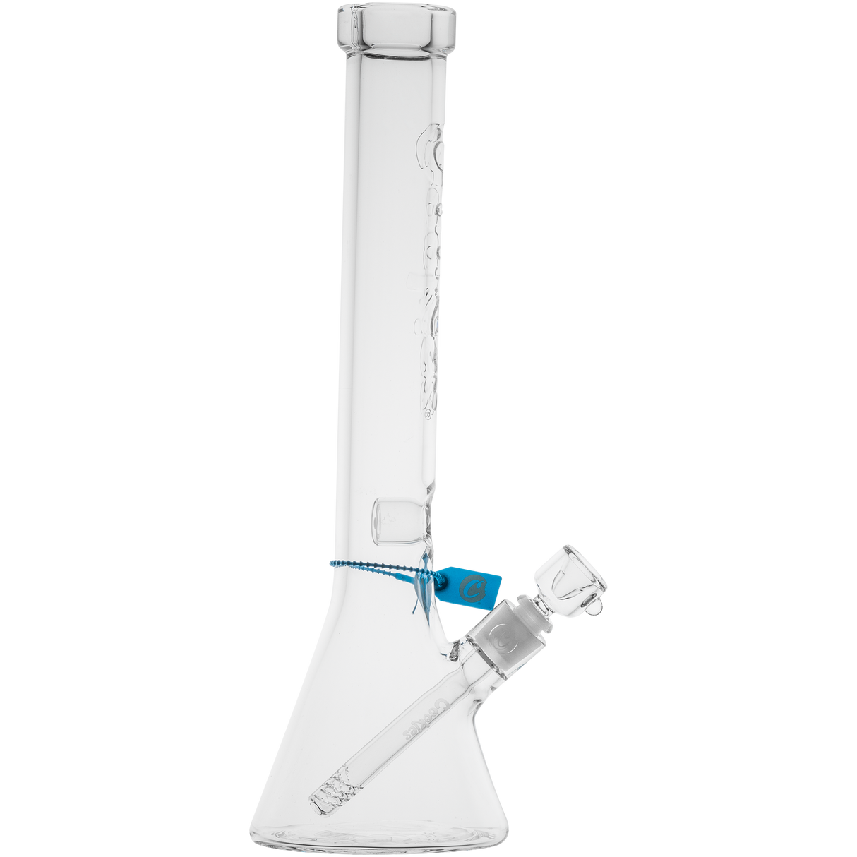 Cookies Flame Beaker Bong, 7mm thick borosilicate glass, front view on white background