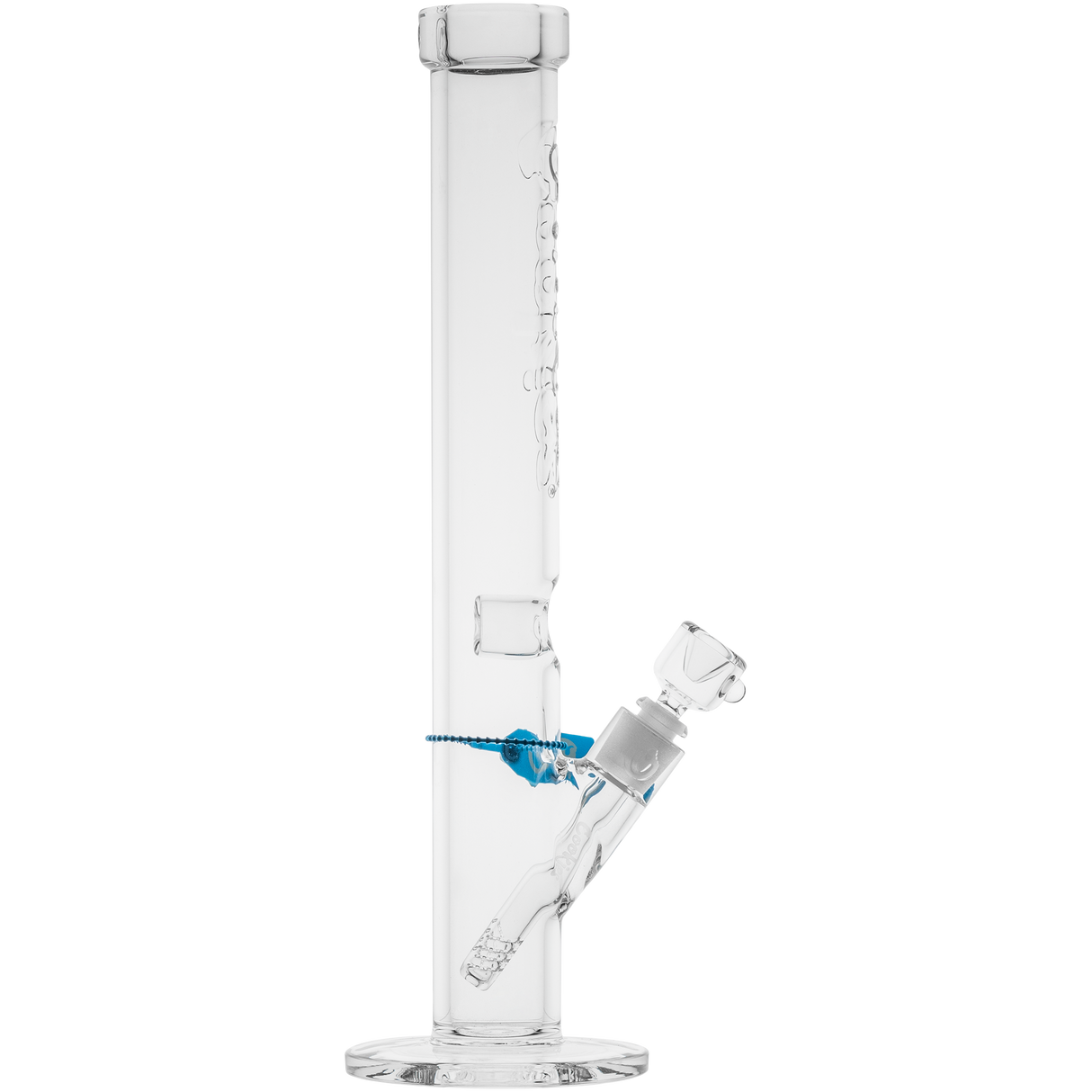 Cookies Flame Straight Bong with 7mm Thick Borosilicate Glass, Front View on White Background