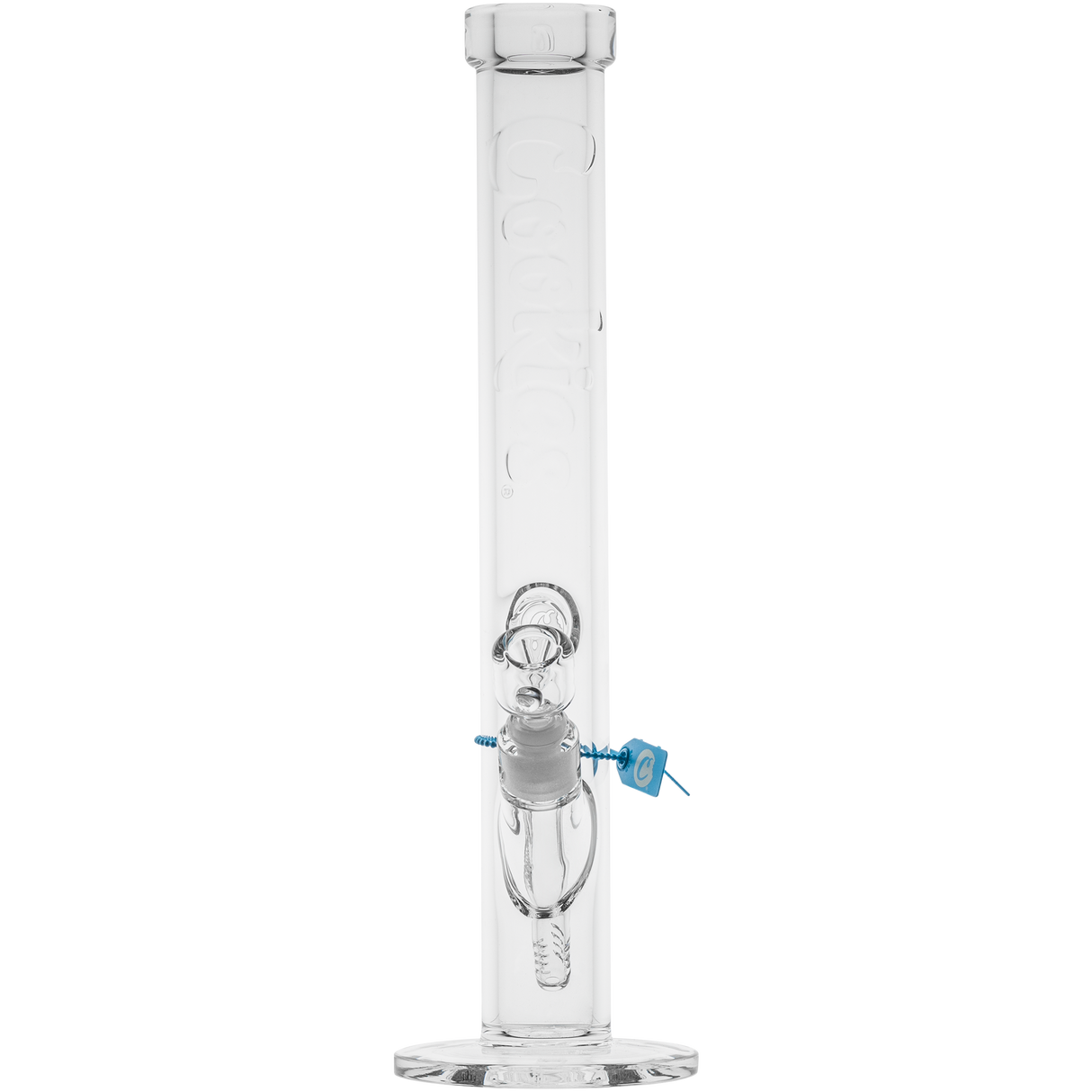 Cookies Flame Straight 7mm Thick Glass Bong Front View on White Background