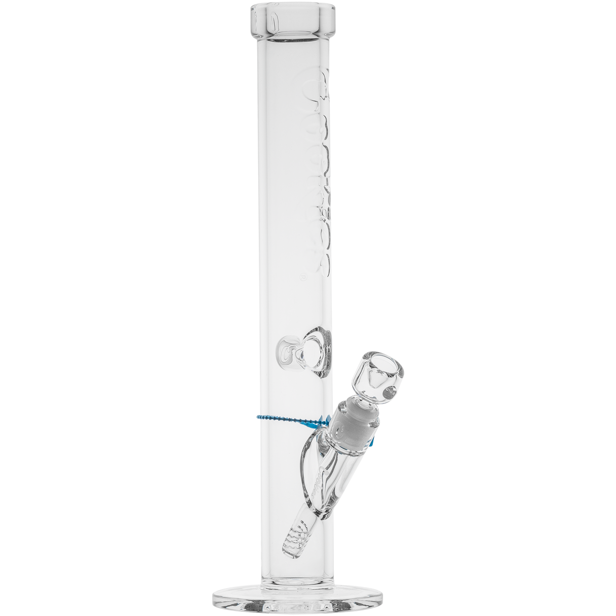 Cookies Flame Straight 7mm Thick Glass Bong Side View on White Background