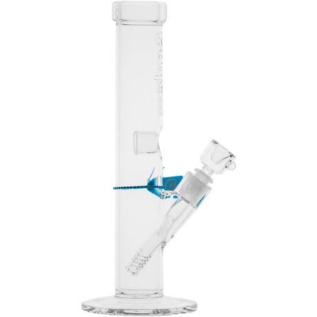 Cookies Flame Straight Bong in Borosilicate Glass with Clear Design - Front View