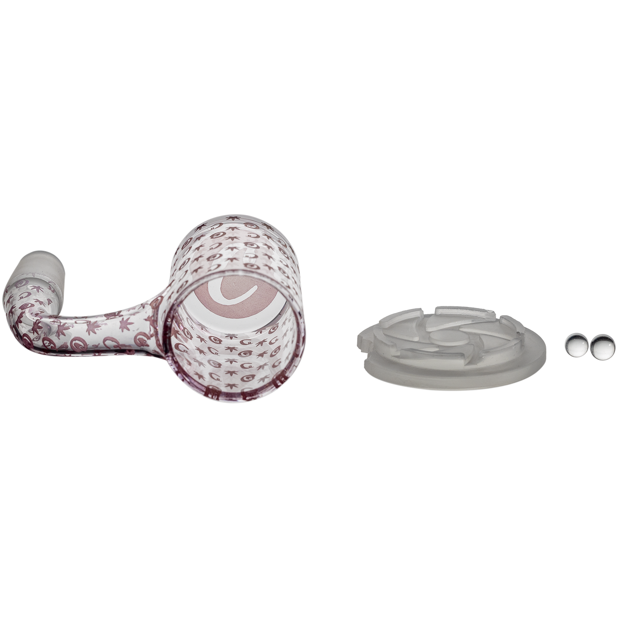 Cookies Gold Banger 30mm Quartz - Top View with Cap and Pearls on White Background