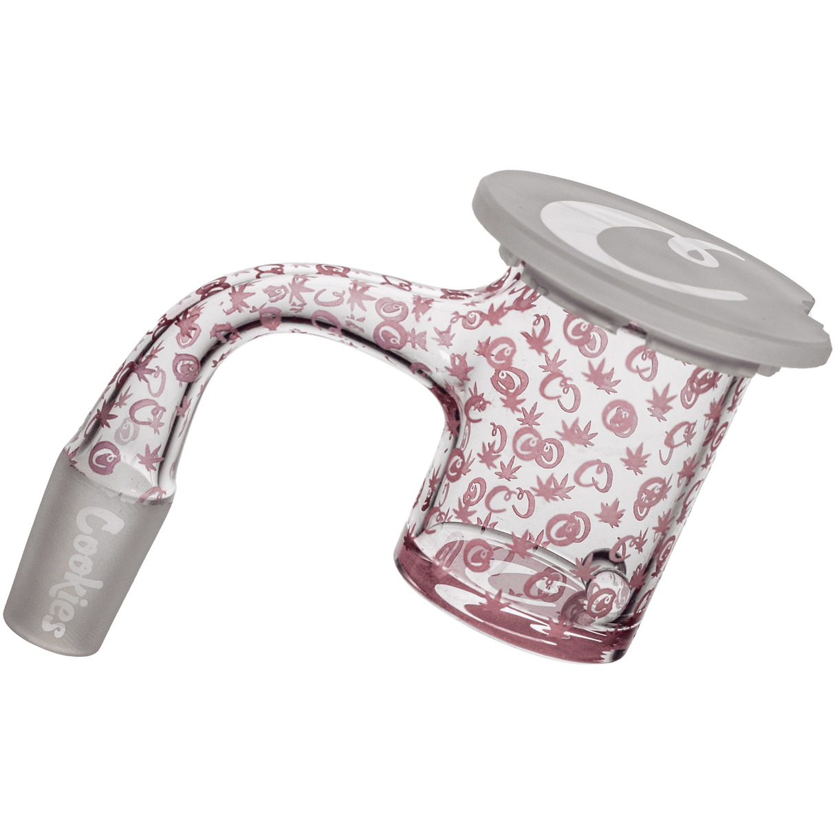 Cookies Gold Banger 30mm Quartz Side View with Intricate Design on Green Background