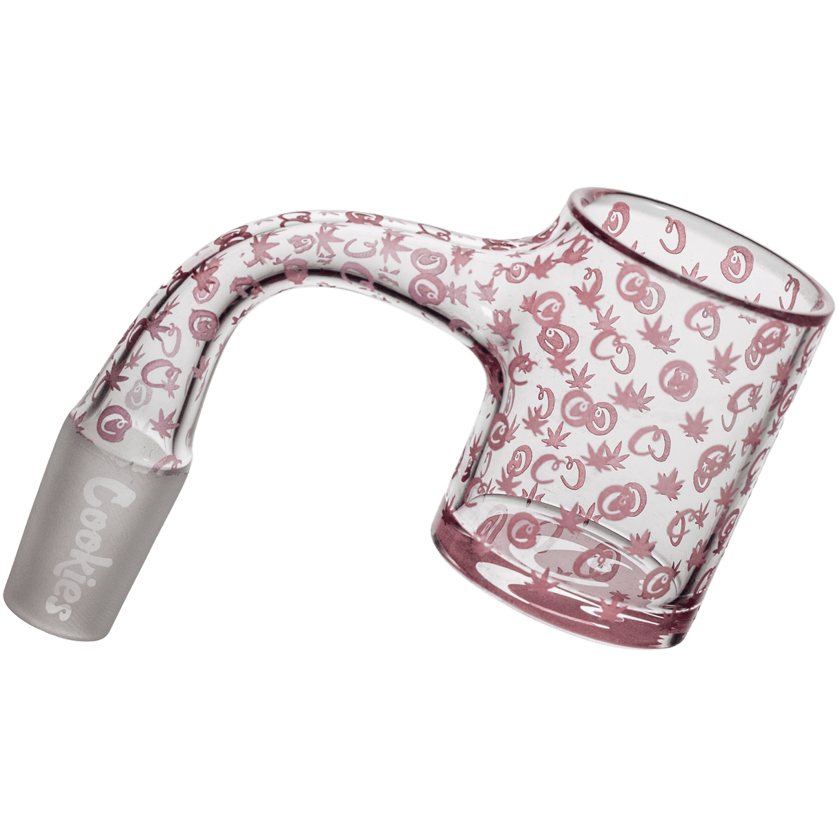 Cookies Gold Banger 30mm Quartz Banger with iconic brand patterns, angled side view on white background