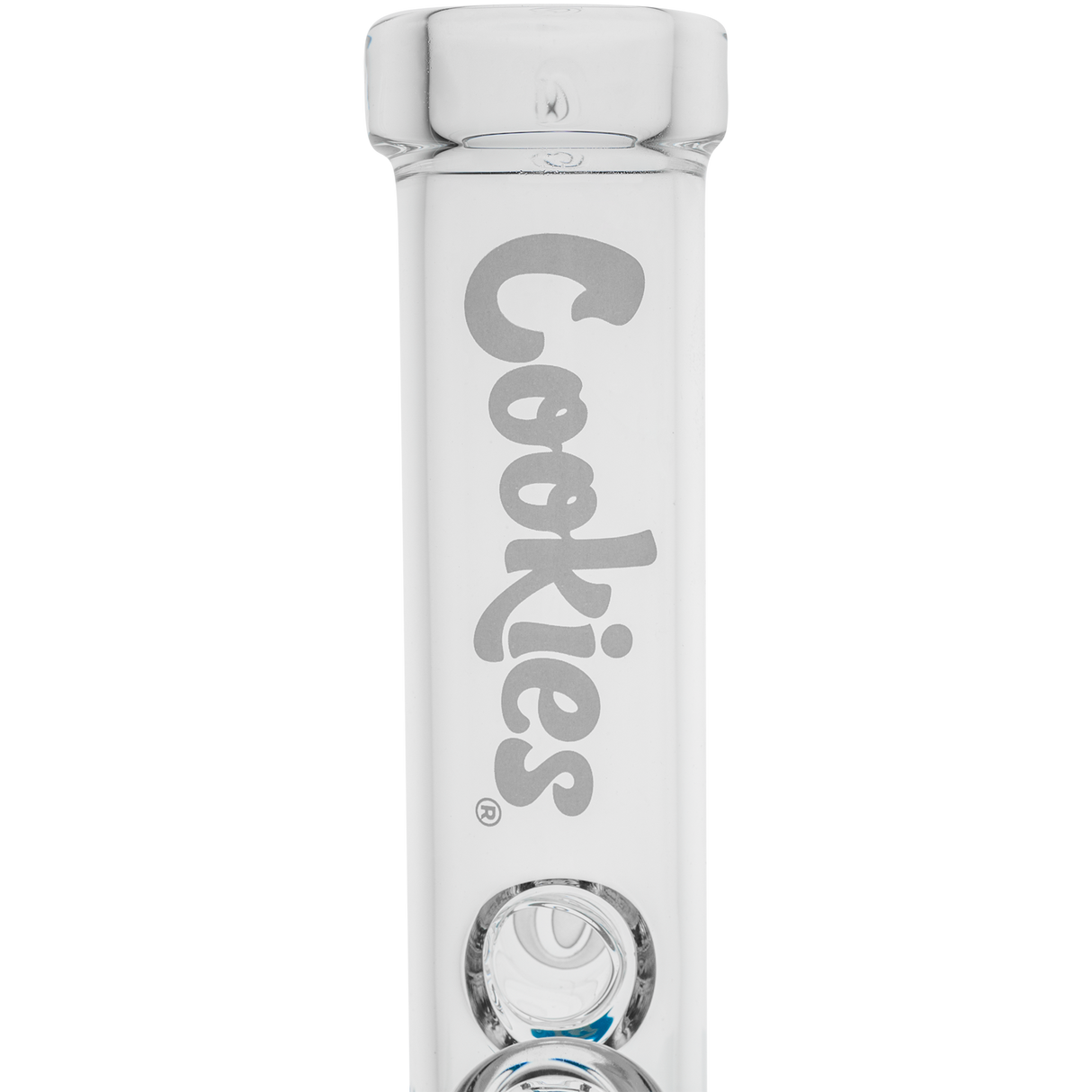 Cookies Original Straight Bong in Clear Borosilicate Glass with Bold Logo - Front View