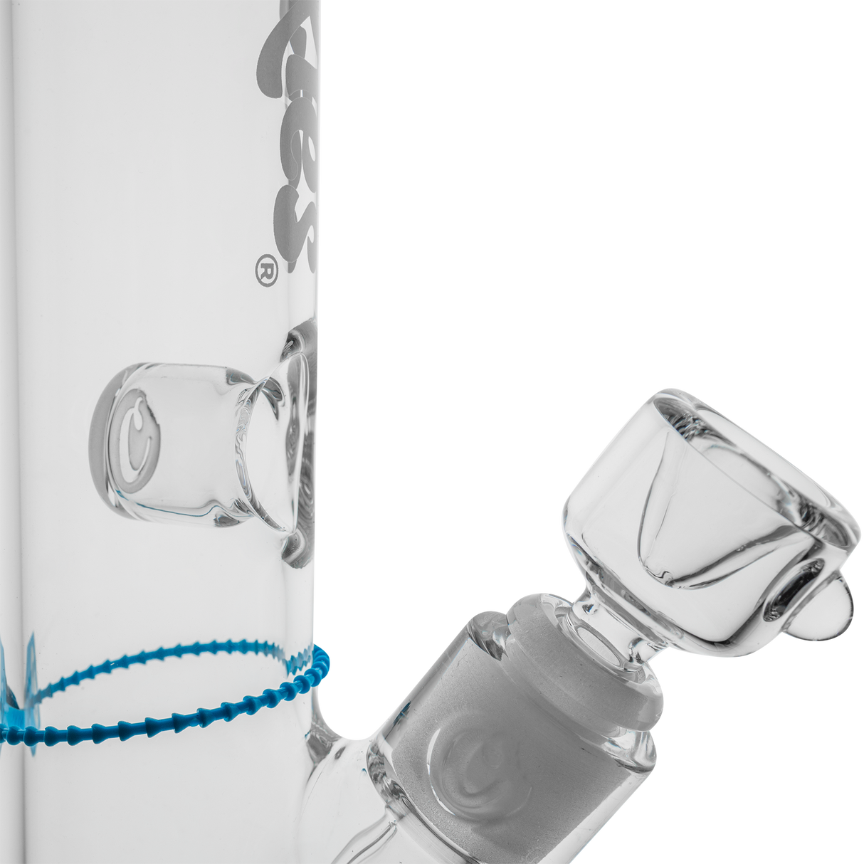 Cookies Original Straight Bong in Borosilicate Glass with Clear Bowl - Close-up Side View