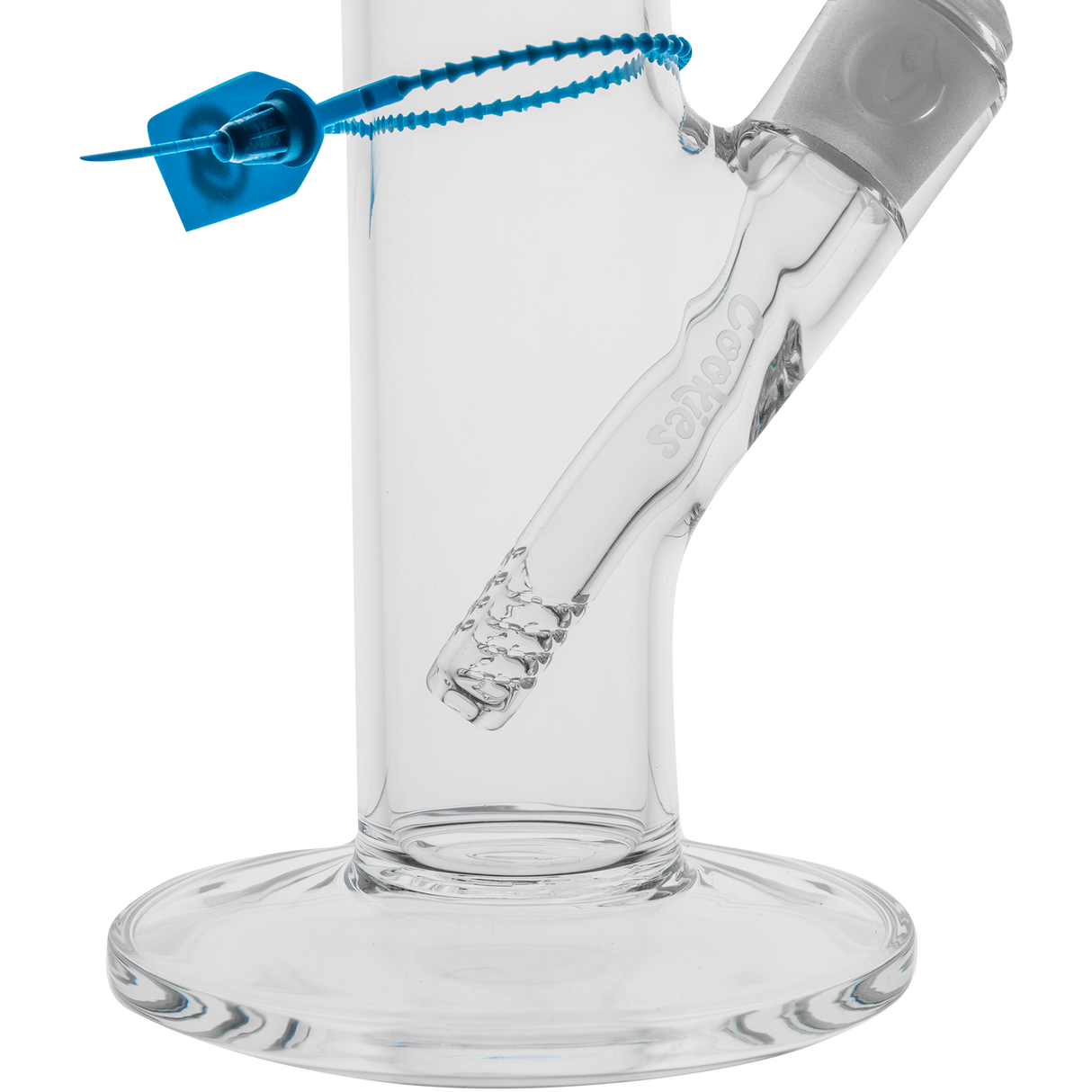 Cookies Original Straight Bong in Borosilicate Glass with Clear Design - Side View