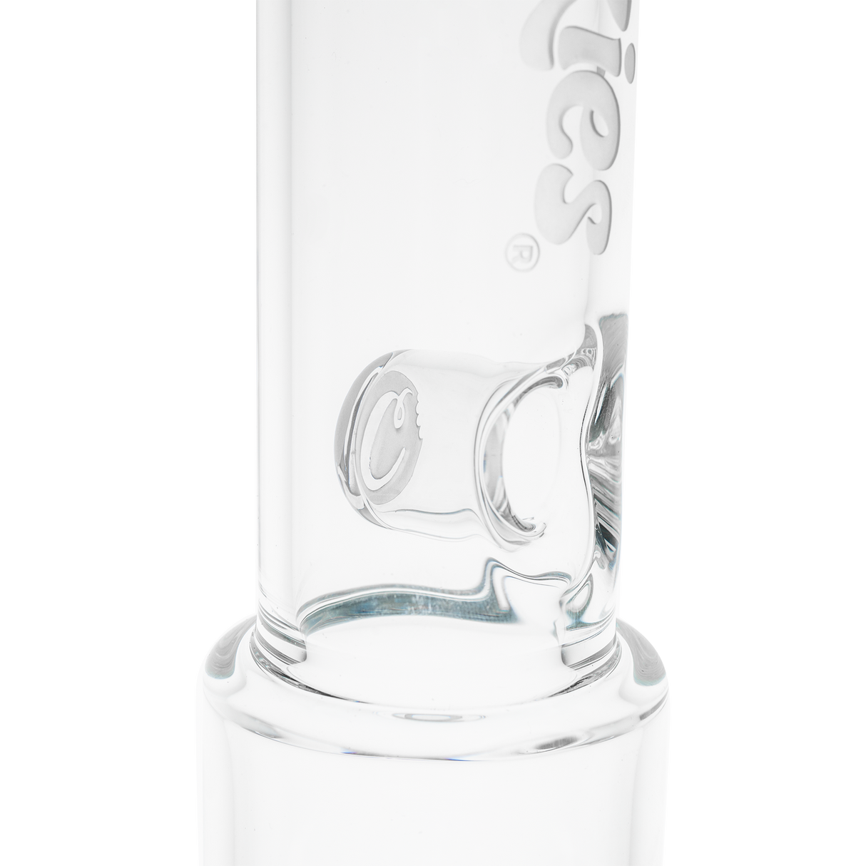 Cookies Straight 2 Da Dome Bong close-up, borosilicate glass with logo, clear design