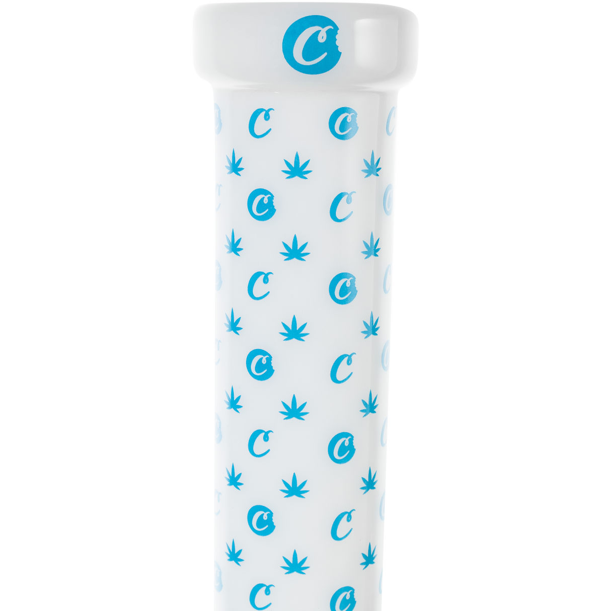 Cookies V Beaker Bong made of Borosilicate Glass with iconic blue Cookies design - Front View