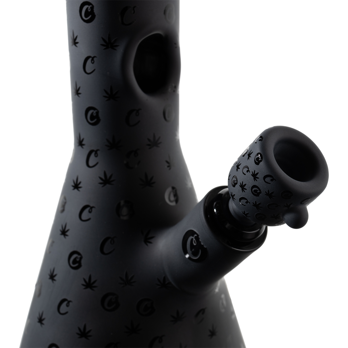 Cookies V Beaker Bong in Borosilicate Glass with Iconic Branding - Close-up Side View