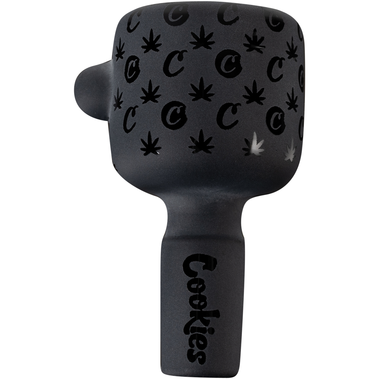 Cookies 14" Beaker Bong Close-up - Black with Patterned Print for Dry Herbs