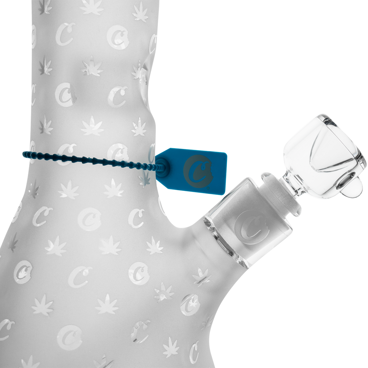 Cookies V Beaker Bong in Borosilicate Glass with Iconic Logo Design - Angled Side View