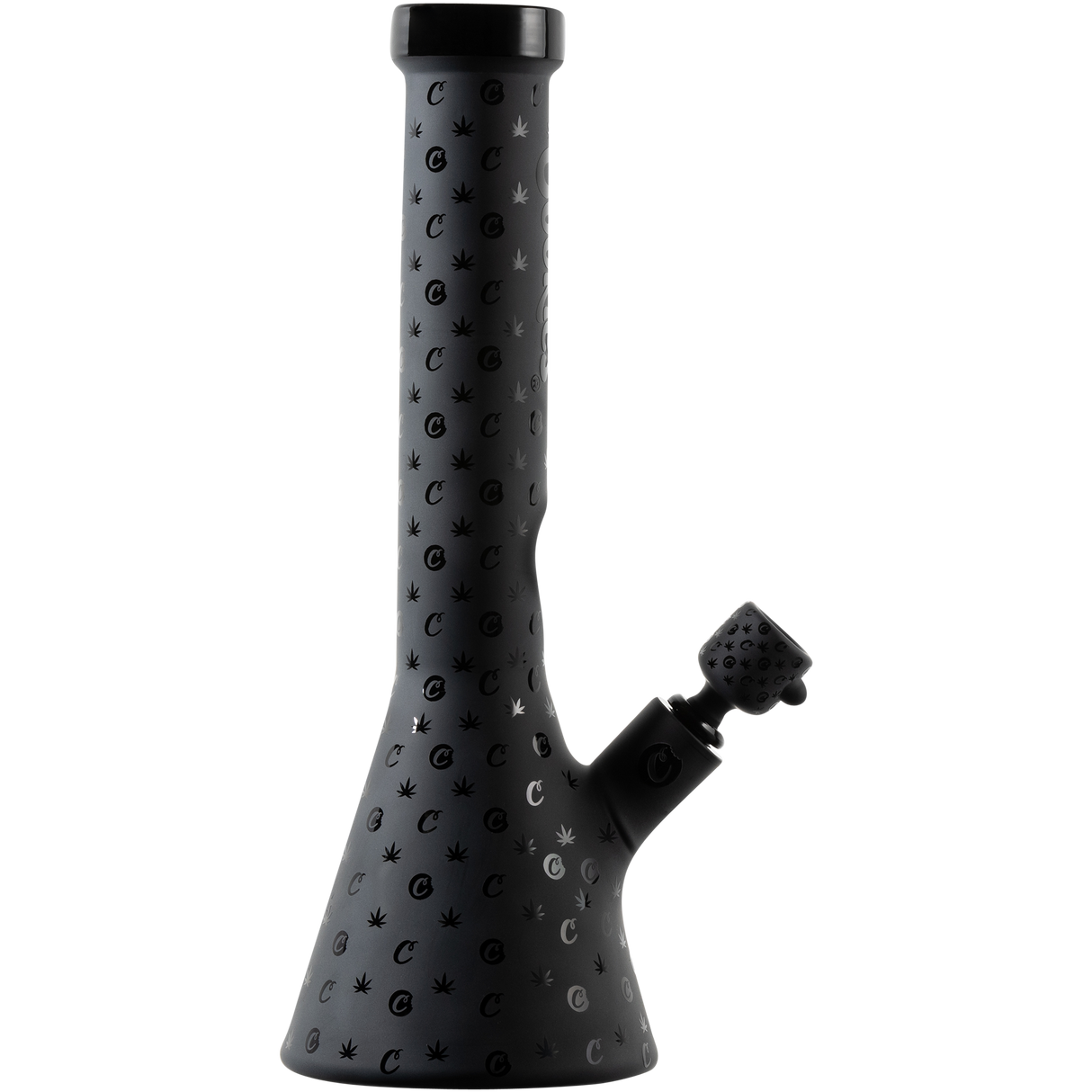 Cookies V Beaker Bong in Borosilicate Glass with Iconic Black Design - Side View