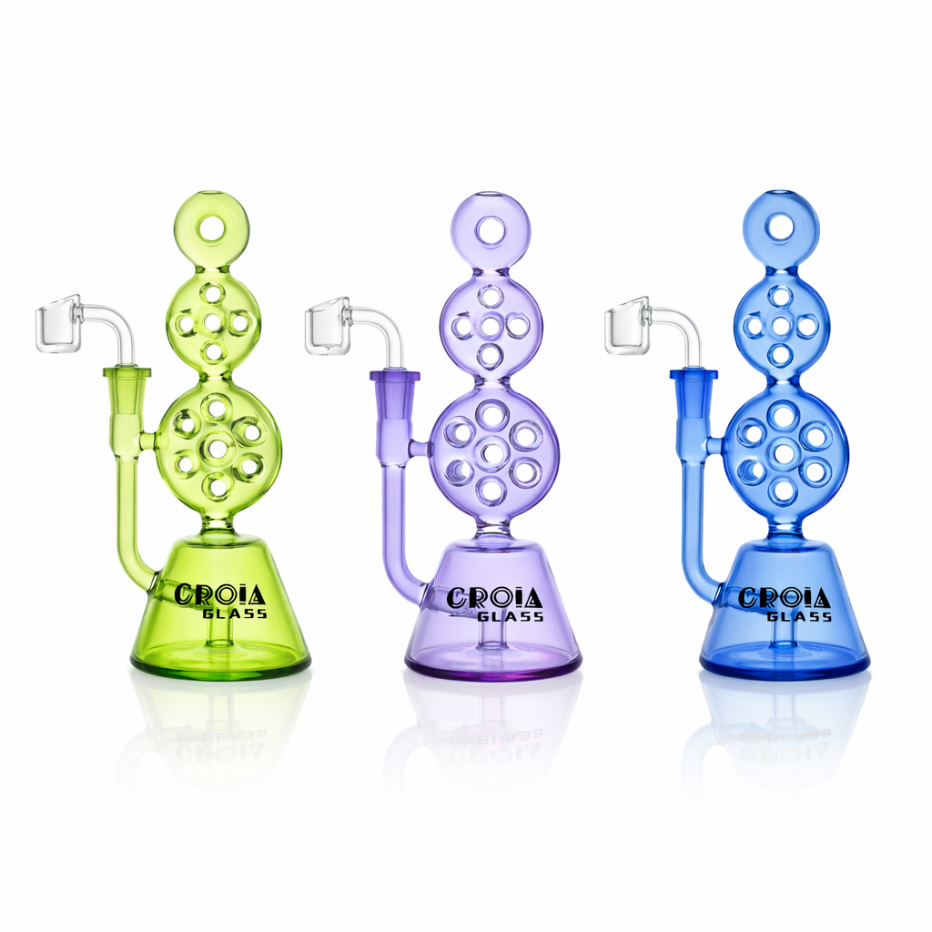 8" Triple Stack Swiss Perc Recycler Dab Rig | Croia Glass