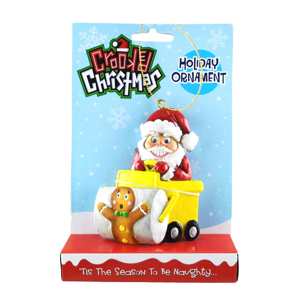 Crooked Christmas Ornament featuring Roller Santa in assorted colors, perfect for festive home decor