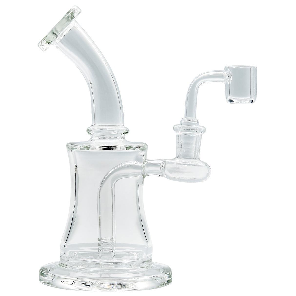 Glassic 8" Curved Borosilicate Dab Rig with Welded Stem & Polished Joint for Concentrates, Side View