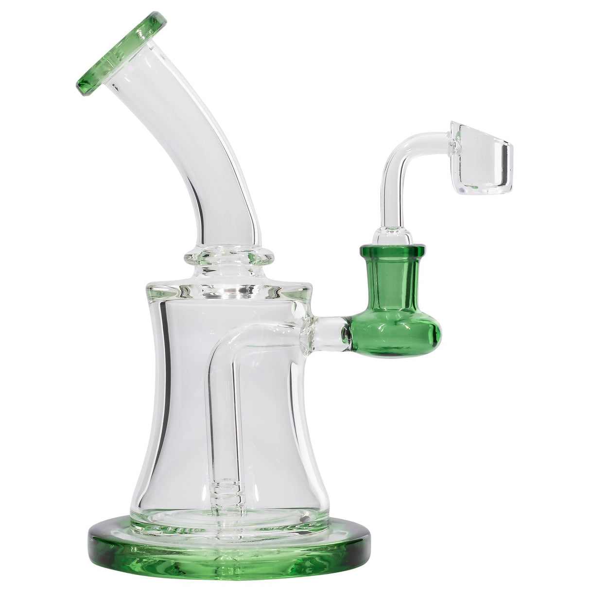 Glassic Crystal Palace Banger Hanger Dab Rig, Emerald, with Welded Stem, Side View