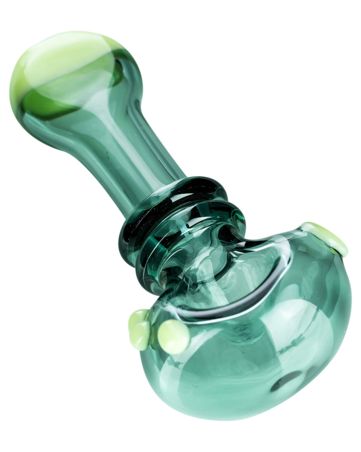 Valiant Distribution Customizable Maria Spoon Pipe in Teal/Green, Heavy Wall Glass, Side View