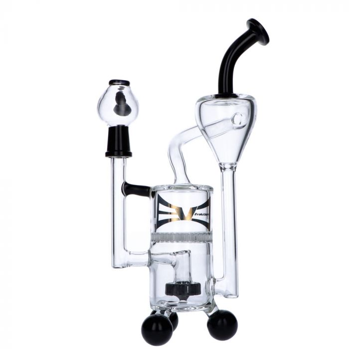 EVOLUTION Cyclone 9.75" Dab Rig in Black Variant - Front View with Percolator Detail