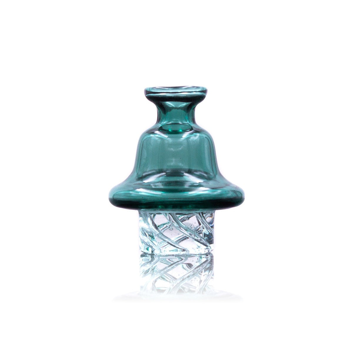 Teal Cyclone Glass Carb Cap by The Stash Shack for Dab Rigs - Front View