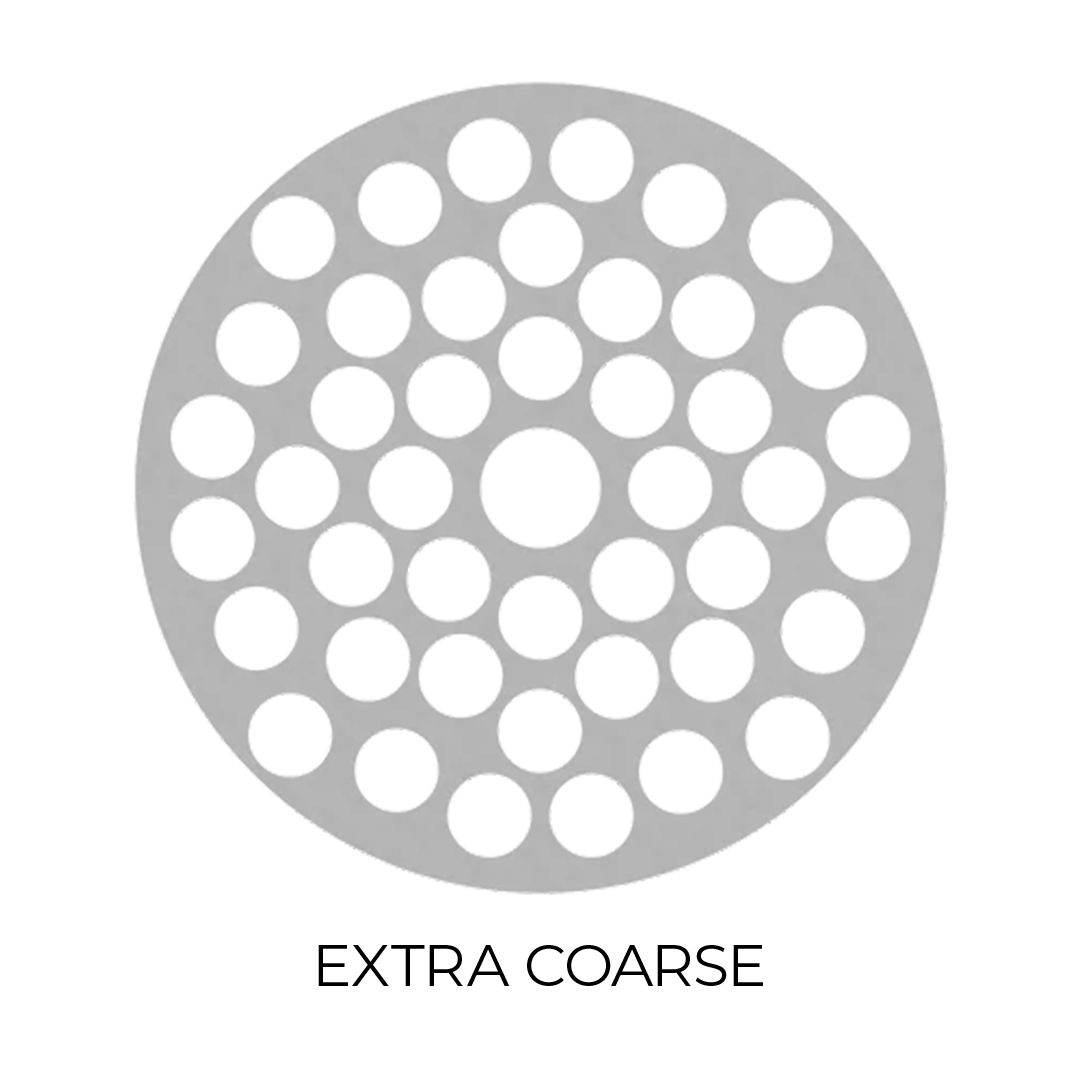 Flower Mill Extra Coarse Stainless Steel Grinder Plate - Top View on White Background