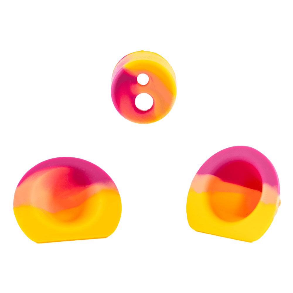 Dab Rite OG Silicone Cover in Sunset hues, front and top views, durable for dab rig protection