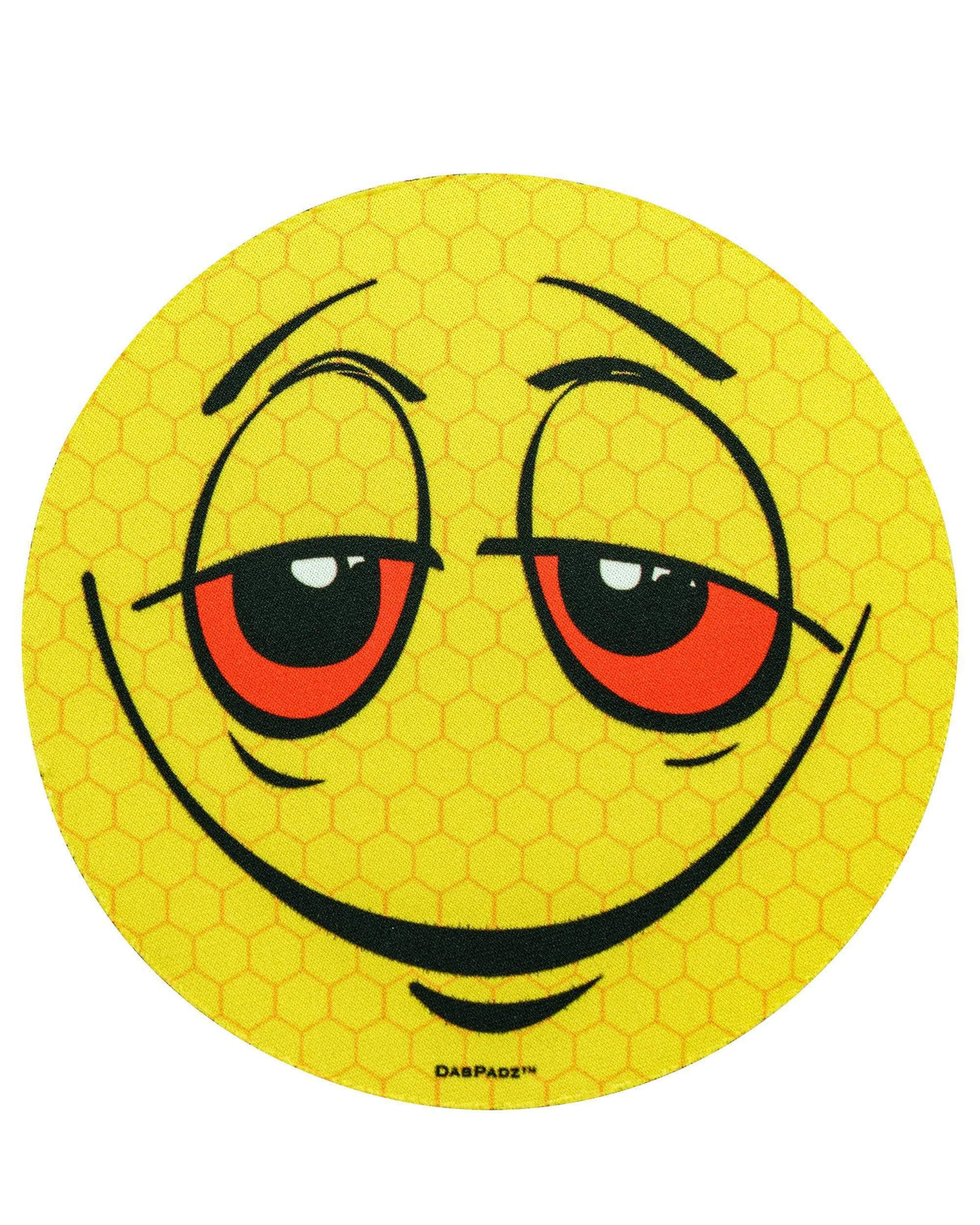 DabPadz 5" Rubber Dropmat with Smiley Face Design, Top View, Ideal for Concentrates