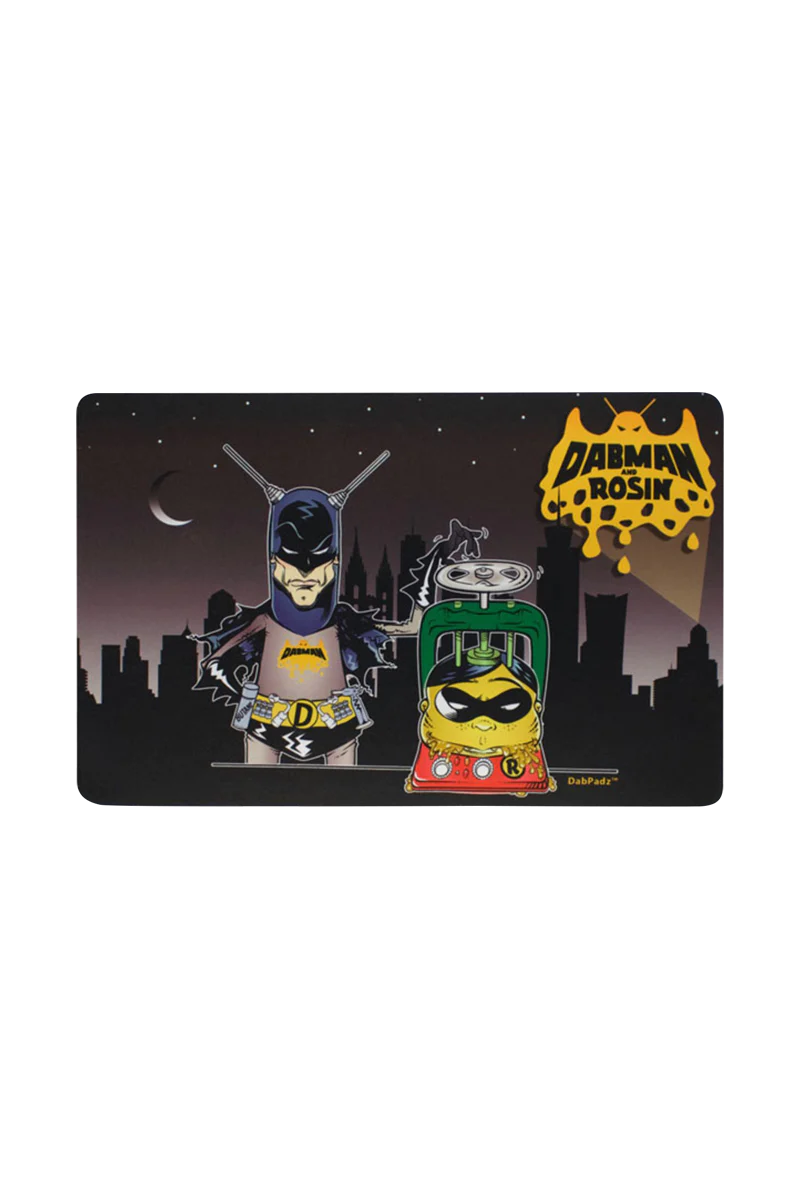 DabPadz "Dabman & Rosin" Dab Mat, 10" x 16" rubber mat for concentrates, front view